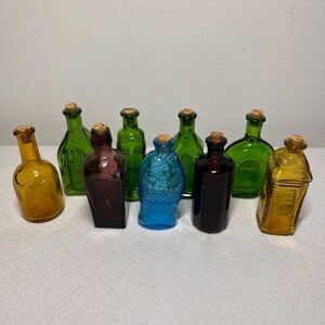 Colorful Vintage Wheaton-style Glass Bitters Bottles Set